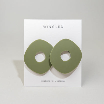 Roca Olive Green Statement Studs - Mingled