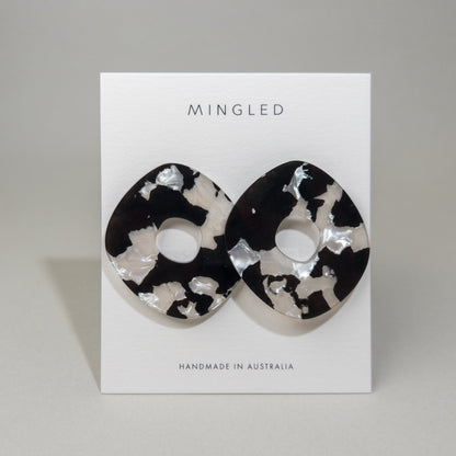 Roca Black and Pearl White Statement Studs - Mingled