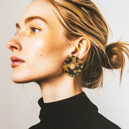 Roca Big Statement Studs - Honey Tortoise Shell - Mingled