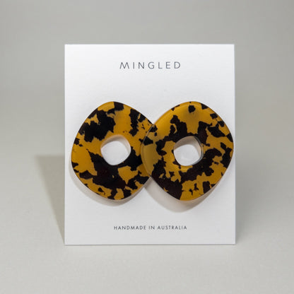 Roca Big Statement Studs - Honey Tortoise Shell - Mingled