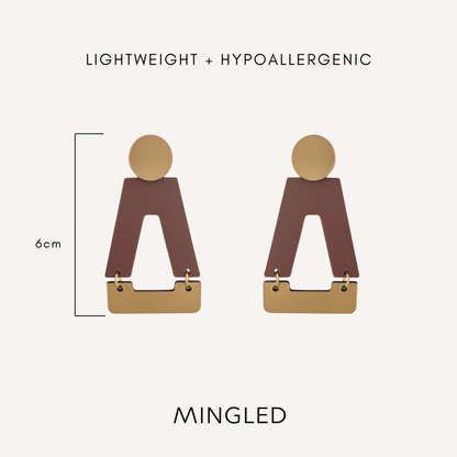 Tempio Nutmeg Brown Statement Earrings - Mingled