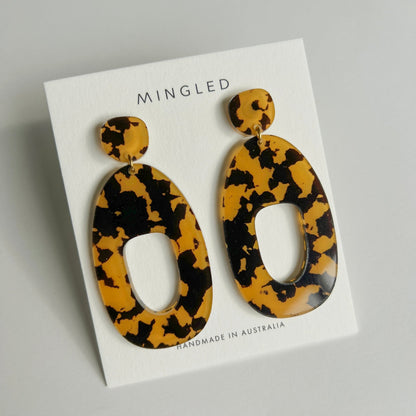SOKO Large Statement Earrings - Honey Tortoise Shell - Mingled
