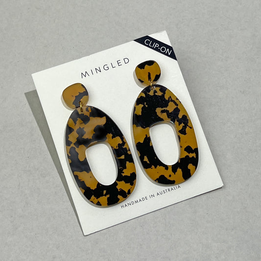 SOKO Statement Earrings CLIP ON - Tortoise Shell