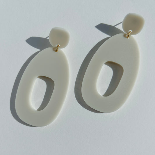 SOKO Large Statement Earrings - Ivory Beige