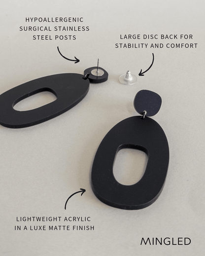 SOKO Statement Earrings - Matte Black - Mingled