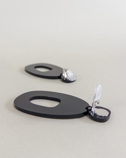 SOKO Statement Earrings CLIP ON - Matte Black - Mingled
