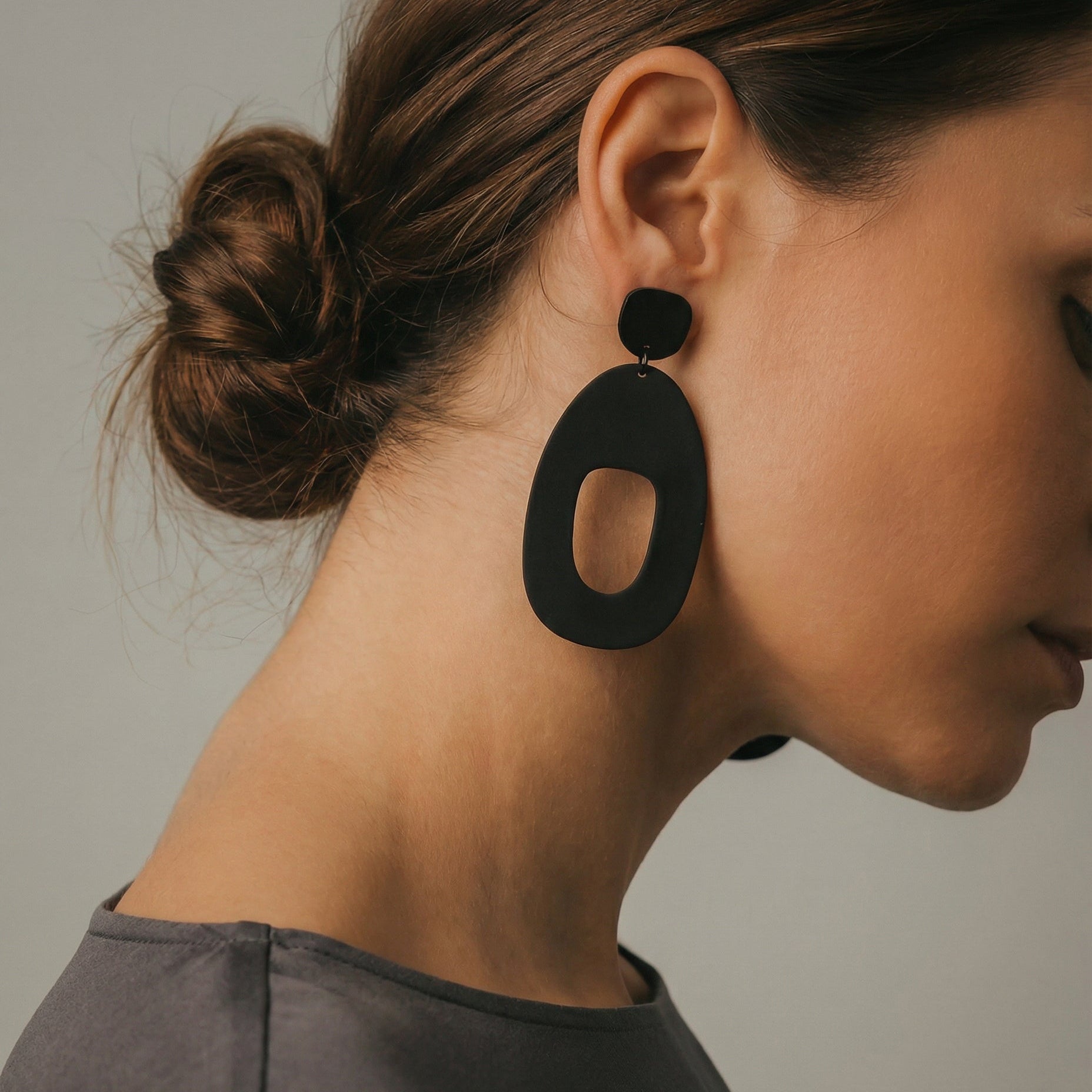 SOKO Large Statement Earrings - Matte Black - Mingled
