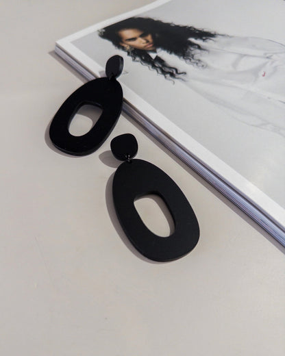 SOKO Statement Earrings - Matte Black - Mingled