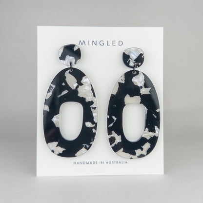 SOKO Large Statement Earrings - Black and White Pearl - Mingled