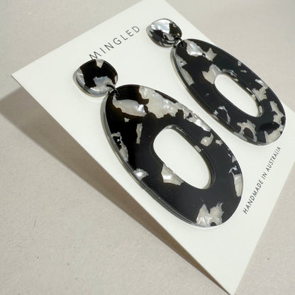 SOKO Large Statement Earrings - Black and White Pearl - Mingled