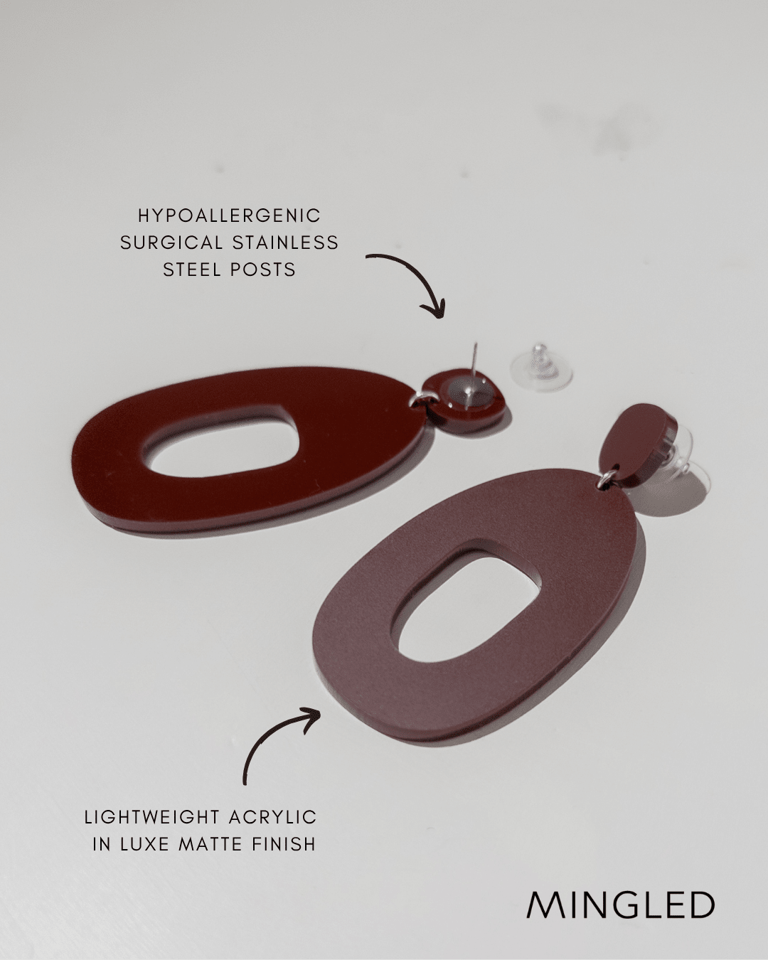SOKO Large Statement Earrings - Merlot - Mingled
