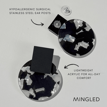 Solara Black and White Pearl Statement Earrings - Mingled