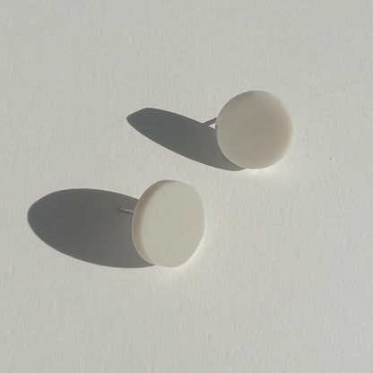 Set of 3 Studs - 15mm Round - Matte Ivory, Matte Navy, Matte Black - Mingled