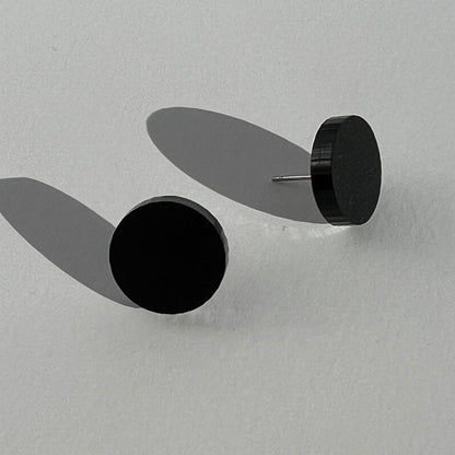 Set of 3 Studs - 15mm Round - Matte Ivory Beige / Matte Black / Tortoise Shell - Mingled
