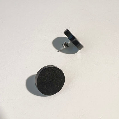 Set of 3 Studs - 15mm Round - Matte Ivory Beige / Matte Olive Green / Matte Black - Mingled