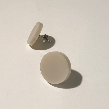 Set of 3 Studs - 15mm Round - Matte Ivory Beige / Matte Olive Green / Matte Black - Mingled