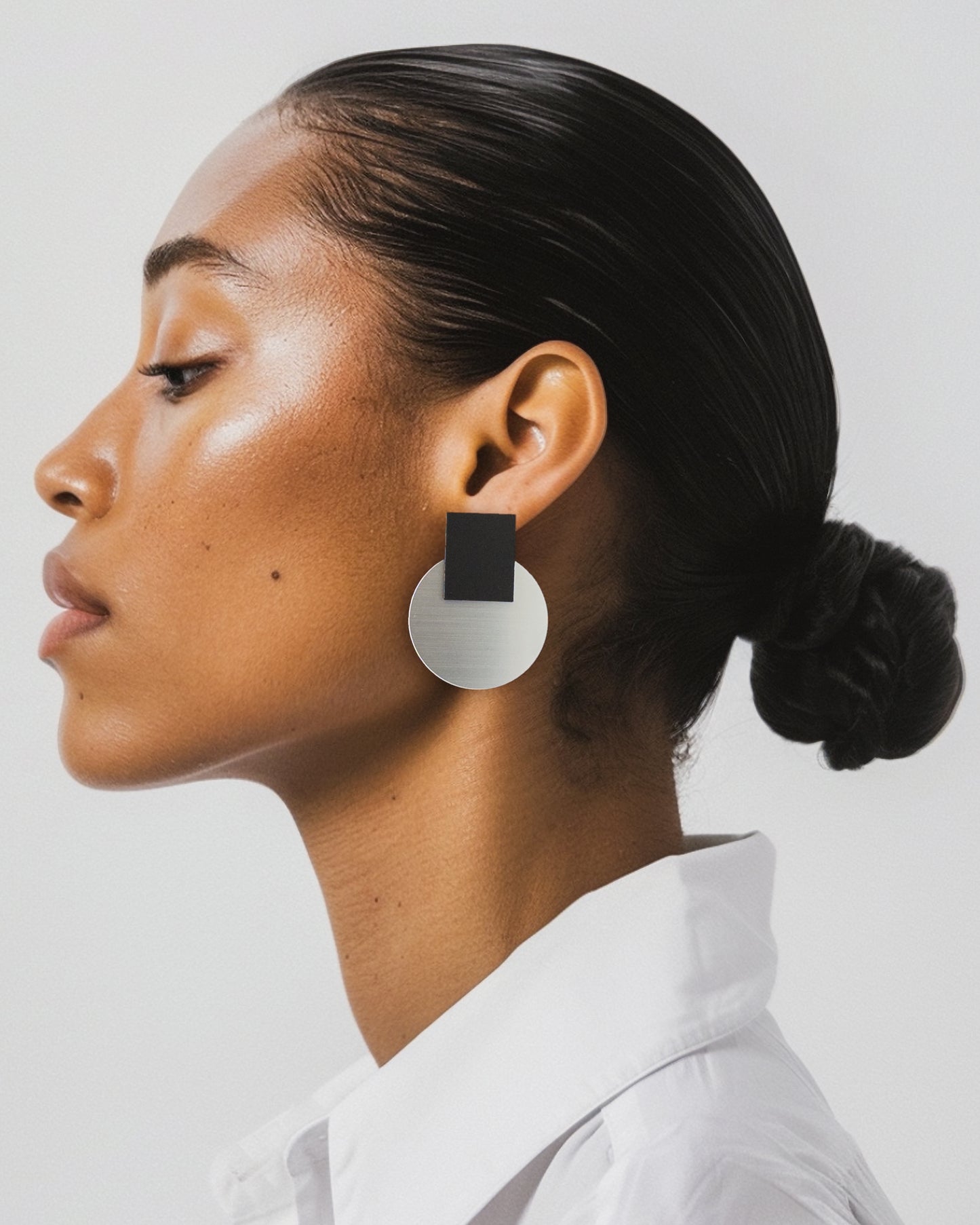 Solara Silver and Black Statement Earrings
