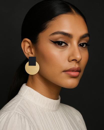 Solara Black and Gold Statement Earrings - Mingled