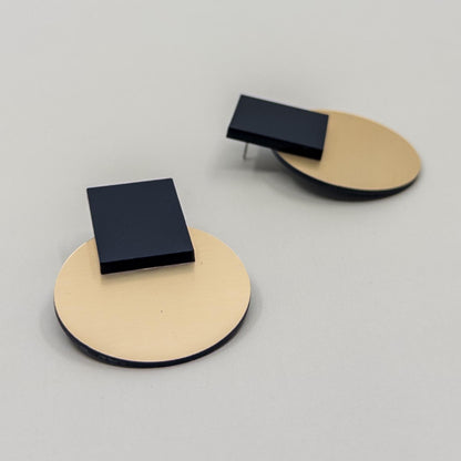 Solara Black and Gold Statement Earrings - Mingled