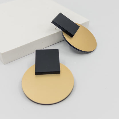 Solara Black and Gold Statement Earrings - Mingled