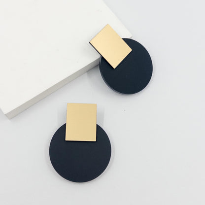 Solara Gold and Matte Black Statement Earrings - Mingled