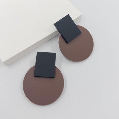 Solara Matte Black and Nutmeg Brown Statement Earrings - Mingled