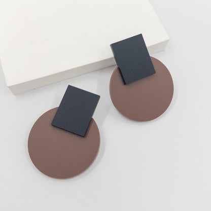 Solara Matte Black and Nutmeg Brown Statement Earrings - Mingled