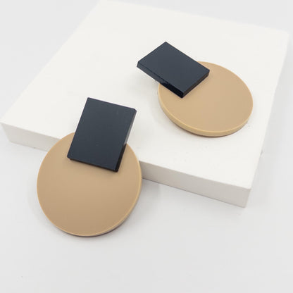 Solara Matte Black and Latte Statement Earrings - Mingled