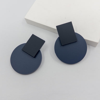 Solara Matte Black and Navy Statement Earrings - Mingled