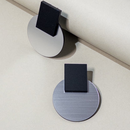 Solara Silver and Matte Black Statement Earrings - Mingled