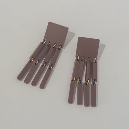 Square Tassel Earrings - Matte Nutmeg Brown - Mingled