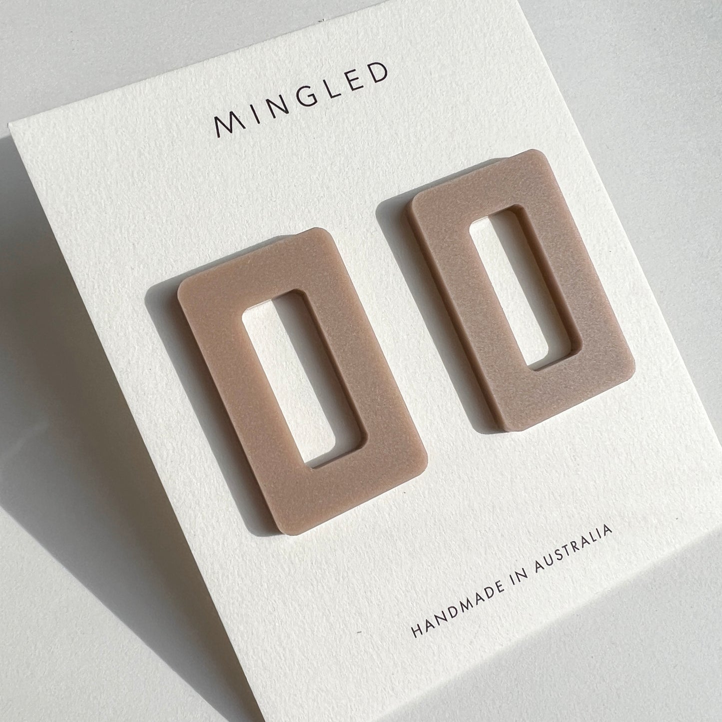 Rectangle Stud Earrings - Taupe