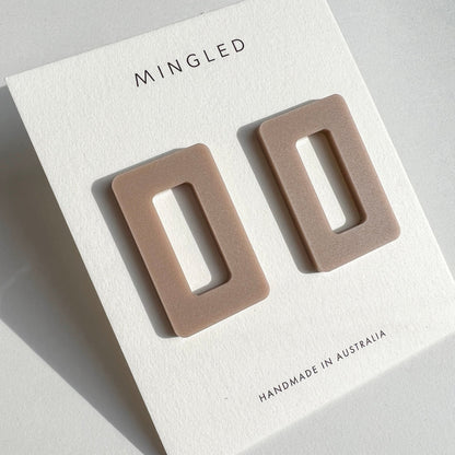 Rectangle Stud Earrings - Matte Taupe - Mingled