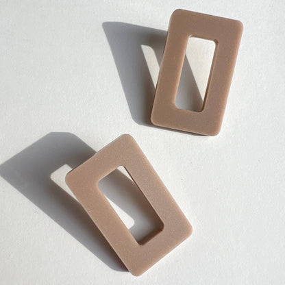 Rectangle Stud Earrings - Matte Taupe - Mingled