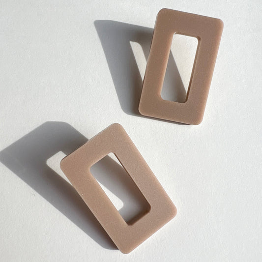 Rectangle Stud Earrings - Taupe