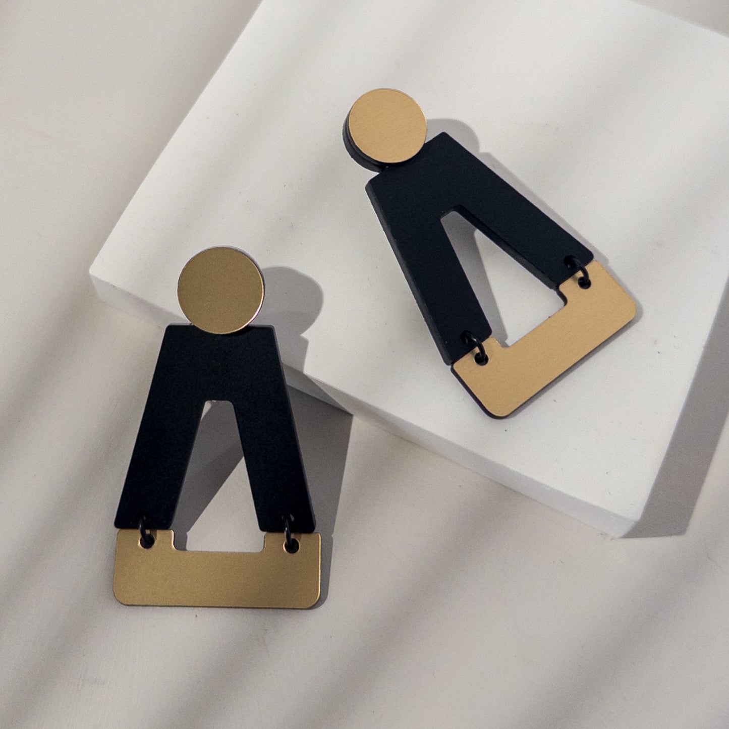 Tempio Gold and Matte Black Statement Earrings