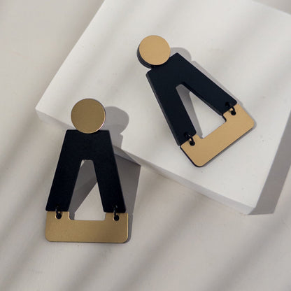 Tempio Gold and Matte Black Statement Earrings - Mingled