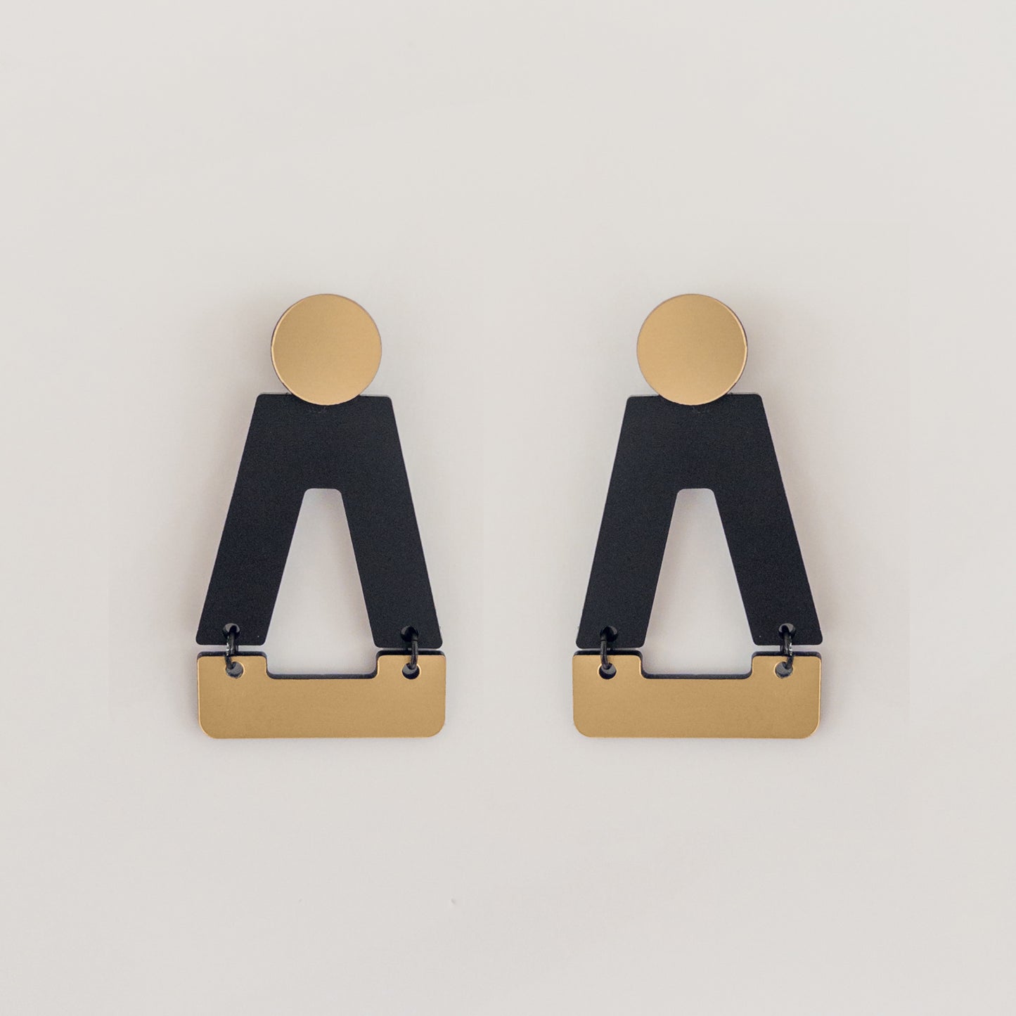 Tempio Gold and Matte Black Statement Earrings