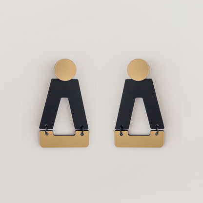 Tempio Gold and Matte Black Statement Earrings - Mingled