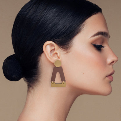 Tempio Nutmeg Brown Statement Earrings - Mingled