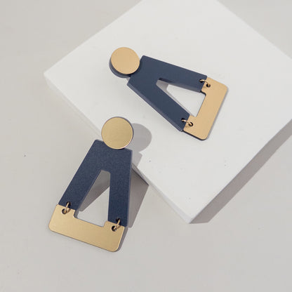 Tempio Matte Navy Blue Statement Earrings - Mingled