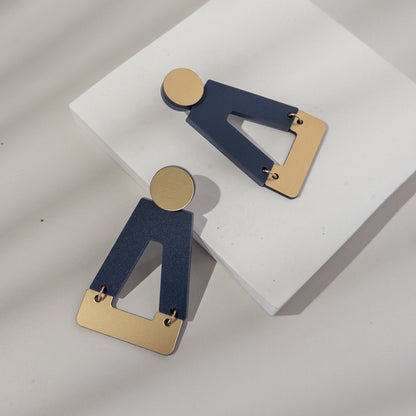 Tempio Matte Navy Blue Statement Earrings - Mingled