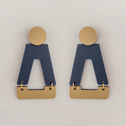 Tempio Matte Navy Blue Statement Earrings - Mingled