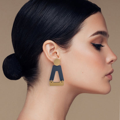 Tempio Matte Navy Blue Statement Earrings - Mingled