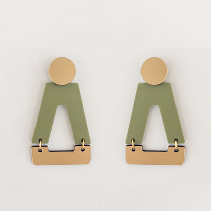 Tempio - Matte Olive Green Statement Earrings - Mingled