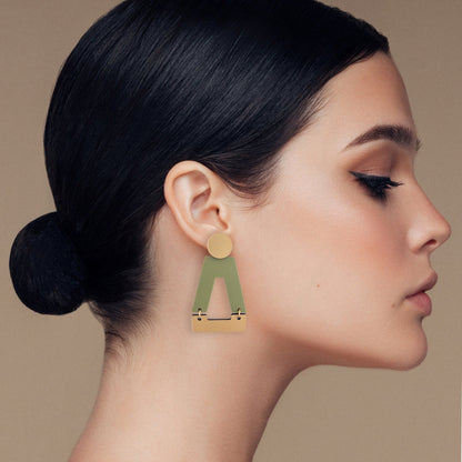 Tempio - Matte Olive Green Statement Earrings - Mingled