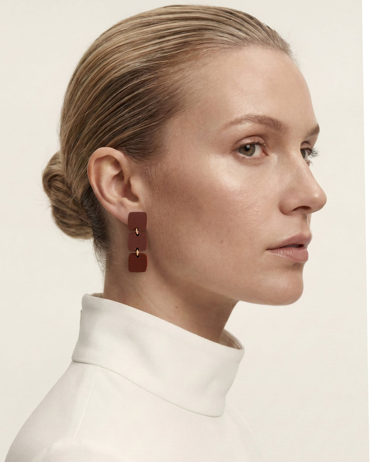 CLIP ON Three Square Earrings - Merlot - Mingled