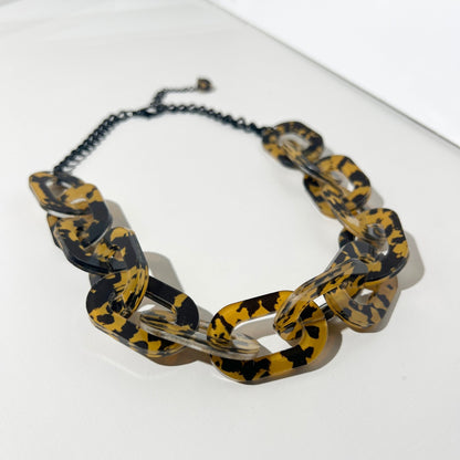 Chunky Chain Link Necklace - Tortoise Shell - Mingled