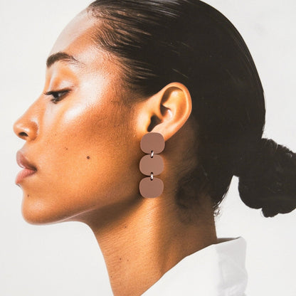 Triple Stack Dangles - Matte Nutmeg Brown - Mingled