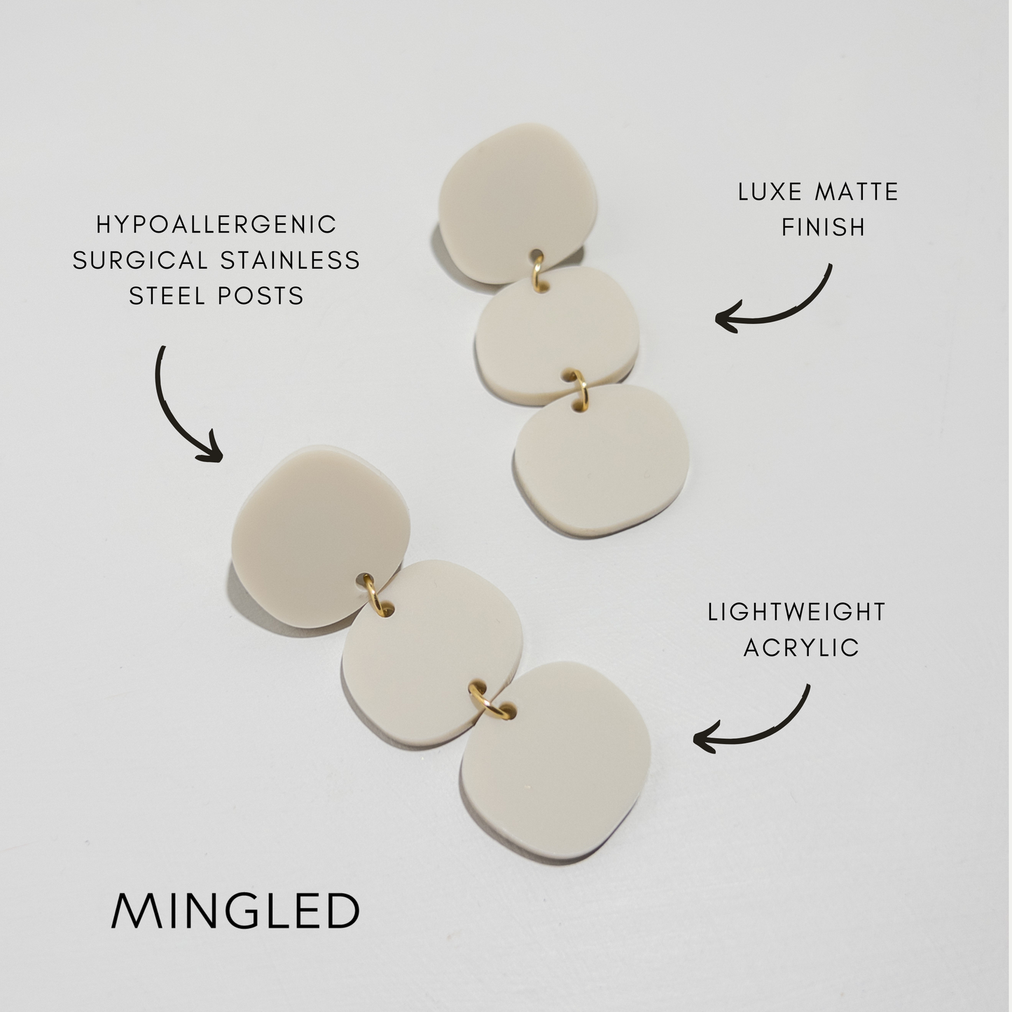 Triple Stack Dangles - Ivory Beige